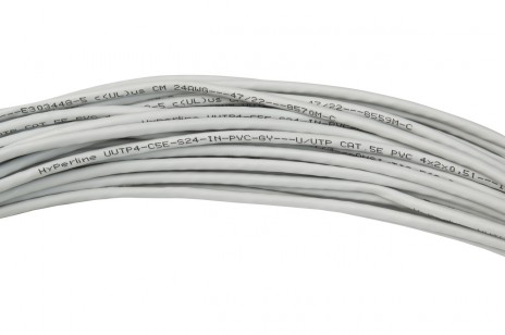 Hyperline UUTP4-C5E-S24-IN-PVC-GY-25 (25 м) Кабель витая пара, неэкранированный U/UTP, категория 5e, 4 пары 24 AWG, 4х2х0,51 мм, однопроволочные жилы, PVC, нг(А)-LS, внутренний -20°C – +75°C, серый, системная гарантия 25 лет - фото 4