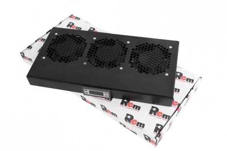 REM R-FAN-3K-1U-9005 Модуль вентиляторный 19" 1U, 3 вентилятора, регул. глубина 200-310 мм с контроллером, черный