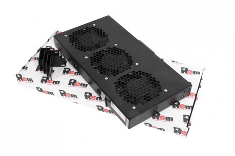 REM R-FAN-3K-1U-9005 Модуль вентиляторный 19" 1U, 3 вентилятора, регул. глубина 200-310 мм с контроллером, черный - фото 2