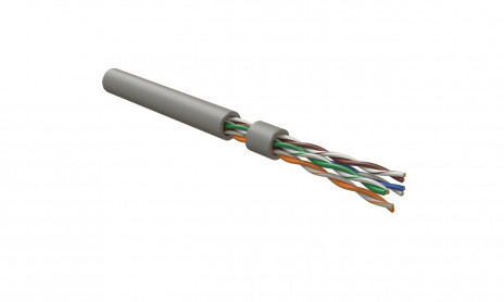 Hyperline UUTP4-C5E-S24-IN-LSLTX-GY (на отрез) Кабель витая пара, неэкранированный U/UTP, категория 5e, 4 пары 24 AWG, 4х2х0,51 мм, однопроволочные жилы, нг(А)-LSLTx, внутренний -20°C – +75°C, серый, системная гарантия 25 лет