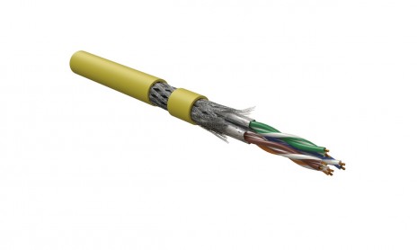 Hyperline ISFTP4-C6A-P26/7-PU-YL (на отрез) Кабель для сетей Industrial Ethernet, экранированный S/FTP, общий экран оплетка, каждая пара в фольге, категория 6A, 4 пары 26 AWG, 4х2х0,48 мм, многопроволочные жилы, PU, желтый