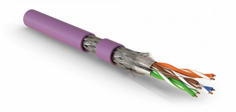 Hyperline SFTP4-C7-P26-IN-LSZH-VL (на отрез) Кабель витая пара, экранированный S/FTP, общий экран оплетка, каждая пара в фольге, категория 7, 4 пары 26 AWG, 4х2х0,48 мм, многопроволочные жилы, LSZH, нг(А)-HF, внутренний -40°C – +75°C, фиолетовый
