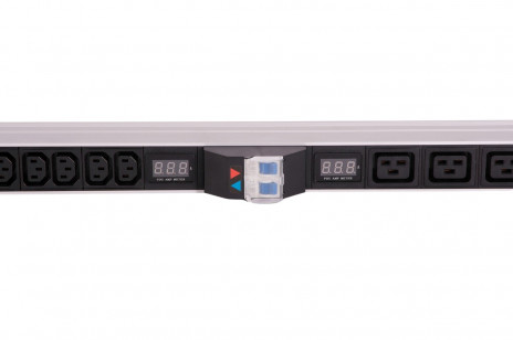 REM R-32-2x(10C13-5C19-A-Am)-1420-K Вертикальный блок розеток Rem-32 на 2 контура по 10 IEC 60320 C13, 5 IEC 60320 C19 с авт., и амп., 2 х 16 А, алюм., 33-38U, колодка, черный - фото 2