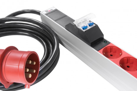 REM R-3x16-24S-I-1420-3-3PN Верт блок розеток Rem-3x16, 3 фазы 16A, инд, 24 S, 1420 мм, вх IEC 309, шнур 3 м, серый - фото 4