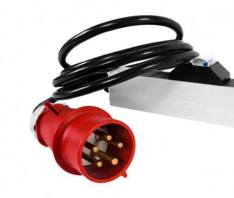 REM R-3x16-24S-I-1420-3-3PN Верт блок розеток Rem-3x16, 3 фазы 16A, инд, 24 S, 1420 мм, вх IEC 309, шнур 3 м, серый - фото 5