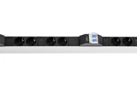REM R-MC1-32-4x2S-2x3C13-2x2C19-A-1820-K Упр. верт. блок розеток с монит. Rem-MC1 4х2 S, 2x3 С13, 2x2 С19, 32A, алюм., 42-48U, колодка - фото 2