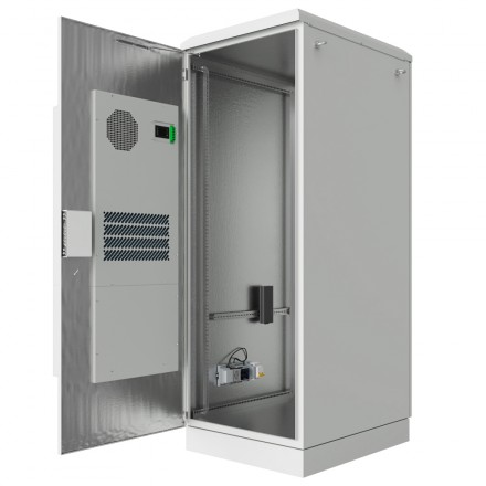 КОЛМЭН SRT03-6080.22-GY-1000K1 Шкаф климатический напольный 19'', IP54, с обогревом и кондиционером, 22U, 600x830x1205 (ШxГxВ), серый (RAL 7035) - фото 2