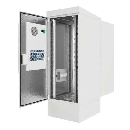 КОЛМЭН SRT03-70100.42.2-GY-2500K1 Шкаф климатический напольный 19'', IP54, с обогревом и кондиционером, две двери, 42U, 700x1000x2100 (ШxГxВ), серый (RAL 7035) - фото 2