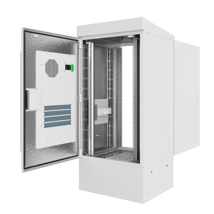КОЛМЭН SRT03-7080.24.2-GY-1500K1 Шкаф климатический напольный 19'', IP54, с обогревом и кондиционером, две двери, 24U, 705x852x1554 (ШxГxВ), серый (RAL 7035) - фото 2