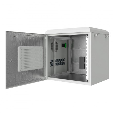 КОЛМЭН SRT01-6060.12-GY-500K1 Шкаф климатический настенный 19'', IP54, с обогревом и кондиционером, 12U, 600x600x663 (ШxГxВ), серый (RAL 7035), с монтажной панелью - фото 2