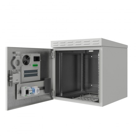 КОЛМЭН SRT01-6062.09-GY-400K3 Шкаф климатический настенный 19'', IP54, с обогревом и кондиционером, 9U, 600x620x620 (ШxГxВ), серый (RAL 7035), с монтажной панелью - фото 2