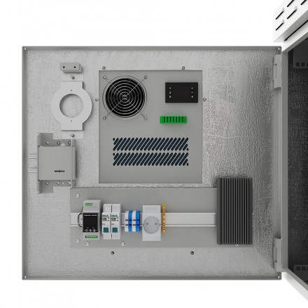 КОЛМЭН SRT01-6062.09-GY-400K3 Шкаф климатический настенный 19'', IP54, с обогревом и кондиционером, 9U, 600x620x620 (ШxГxВ), серый (RAL 7035), с монтажной панелью - фото 5