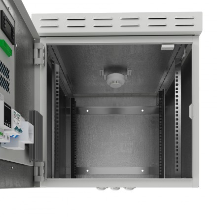 КОЛМЭН SRT01-6062.09-GY-400K3 Шкаф климатический настенный 19'', IP54, с обогревом и кондиционером, 9U, 600x620x620 (ШxГxВ), серый (RAL 7035), с монтажной панелью - фото 6
