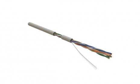 Hyperline UUTP4-C5E-S24-IN-PVC-GY-305 (305 м) (УЦЕНКА, ПОВРЕЖДЕНА УПАКОВКА) Кабель витая пара, неэкранированный U/UTP, категория 5e, 4 пары 24 AWG, 4х2х0,51 мм, однопроволочные жилы, PVC, нг(А)-LS, внутренний -20°C – +75°C, серый, системная гарантия 25лет