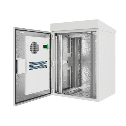 КОЛМЭН SRT01-7060.15-GY-500K1 Шкаф климатический настенный 19'', IP54, с обогревом и кондиционером, 15U, 700x626x850 (ШxГxВ), серый (RAL 7035), с монтажной панелью - фото 2