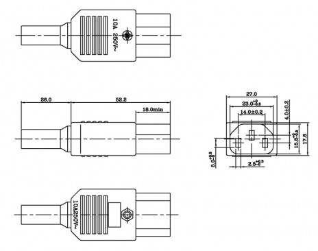 Hyperline CON-IEC320C13 Разъем IEC 60320 C13 220В 10A на кабель (плоские контакты внутри разъема), прямой - фото 3