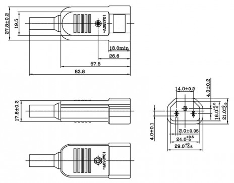 Hyperline CON-IEC320C14 Разъем IEC 60320 C14 220В 10A на кабель (плоские выступающие штыревые контакты в пластиковом обрамлении), прямой - фото 3