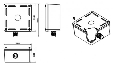 Hyperline SBB-IE-1-SL Коробка настенного монтажа для 1-го промышленного модуля, IP67, нержавеющая сталь - фото 2