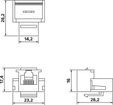 Hyperline KJ1-6P6C-C2-90-WH Вставка Keystone Jack, RJ-12(6P6C), IDC(Toolless) - фото 2