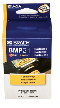 BRADY brd110896 Лента принтерная для кабеля, провода, патч-панелей, 9.53mm/6.4m, полиэстер, черный на белом, M21-375-423 - фото 2
