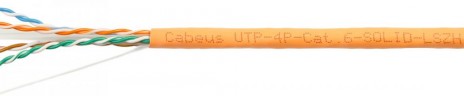 Hyperline UUTP4-C6-S23-IN-LSZH-OR-88 (88 м) Кабель витая пара, неэкранир. U/UTP, категория 6, 4 пары (23 AWG), одножильный (solid), с разделителем, LSZH, нг(А)-HF, –20°C – +75°C, оранжевый