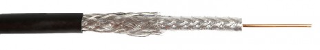Hyperline COAX-RG11 (на отрез) Кабель коаксиальный RG-11, 75 Ом, однопроволочная жила 14 AWG, 1.63 мм, омедненная сталь, экран оплетка (60%) и фольга, внешний диаметр 10.16 мм, PVC, -20°C – +75°C, черный