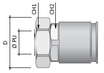 DKC / ДКС 6117-4035 Муфта жесткая, гладкая труба - металлорукав, ф40мм-ф35мм, IP66/IP67, никелированная латунь - фото 2