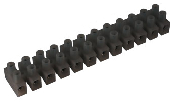 DKC / ДКС 43412PL/R Клеммные колодки из полипропилена, цвет черный, 12 полюсов, до 85°С, 450В, 57A, для сечения провода 10,0 мм2