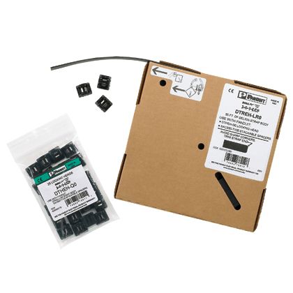 PANDUIT DTKEH-0 Комплект пластиковой ленты 12.7х15200 мм и 25 головок для изготовления стяжек Dura-Ty ™, погодоустойчивый ацеталь, цвет черный