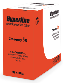 Hyperline UUTP4-C5E-S24-IN-PVC-BK-88 (88 м) Кабель витая пара, неэкранированная U/UTP, категория 5e, 4 пары (24 AWG), одножильный (solid), PVC, -20°C – +70°C, черный - гарантия: 15 лет компонентная, 25 лет системная - фото 2
