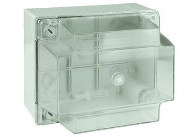 DKC / ДКС 54040 Коробка ответвительная с гладкими стенкамии и высокой прозрачной крышкой, номинально 150х110х135мм, муфты и кабельные зажимы не входят в комплект, пластик, IP56, RAL 7035