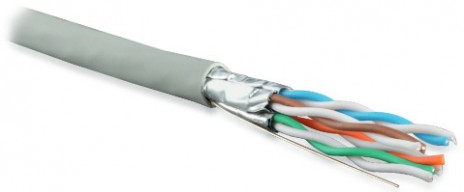 Hyperline UFTP4-C6-S23-IN-LSZH-GY (на отрез) Кабель витая пара, экранированный U/FTP, без общего экрана, каждая пара в фольге, категория 6, 4 пары 23 AWG, 4х2х0,55 мм, однопров.жилы, LSZH, нг(А)-HF, внутр.-40°C – +75°C, серый, системная гарантия 25 лет