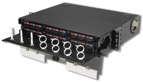 Siemon RIC3-36-01 Панель оптическая выдвижная, 2U, в 19'' стойку (36 -144 волокна), пустая, на 6 адаптерных пластин Quick-Pack (RIC-F-(XXX)-01), черная