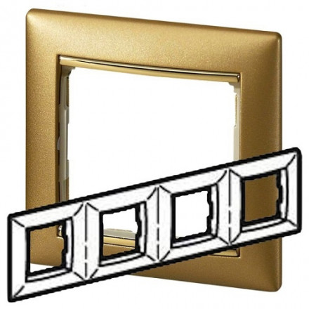 LEGRAND 770304 Рамка 4 поста, горизонтальная, матовое золото, Valena