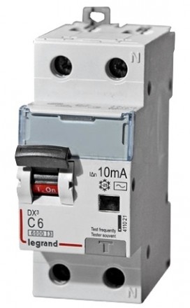 LEGRAND 411021 Дифференциальный автоматический выключатель, серия DX3, 6A, 300mA, 1-полюсный+нейтраль