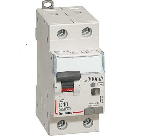 LEGRAND 411022 Дифференциальный автоматический выключатель, серия DX3, 10A, 300mA, 1-полюсный+нейтраль