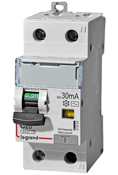 LEGRAND 411003 Дифференциальный автоматический выключатель, серия DX3, 20A, 30mA, 1-полюсный+нейтраль