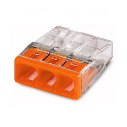 WAGO 2273-203 Клемма соединительная 3-проводная для распределительных коробок, сечением 1.0-2.5 мм2, без пасты, оранжевая
