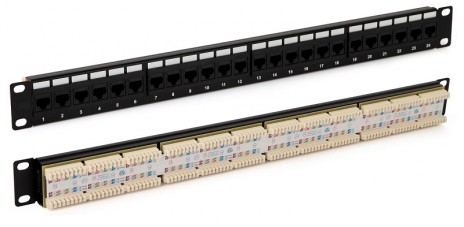 Hyperline PP3-19-24-8P8C-C5E-110D Патч-панель 19", 1U, 24 порта RJ-45, категория 5e, Dual IDC, ROHS, цвет черный - фото 2