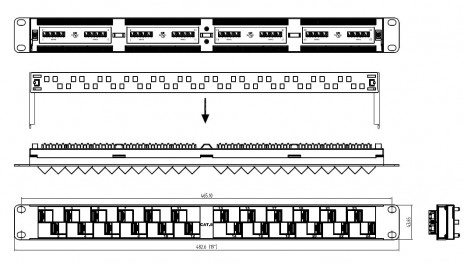Hyperline PP2A-19-24S-8P8C-C6-110 Патч-панель 19", 1U, с угловыми портами, 24 порта RJ-45, категория 6, Dual IDC - фото 2