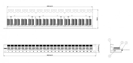 Hyperline PP2-19-24-8P8C-C6A-110D Патч-панель 19", 1U, 24 порта RJ-45, неэкранированная, категория 6A, Dual IDC - фото 3