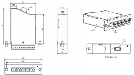 Hyperline FO-CSS-W120H32-9-1MTPM-12LC-BL Волоконно-оптическая кассета 1xMTP (папа), 120x32 мм, 12LC адаптеров (цвет синий), 12 волокон, OS2, 10Gig