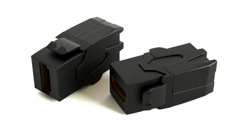 Hyperline KJ1-HDMI-AV18-BK Вставка формата Keystone Jack с проходным адаптером HDMI 2.0 (Type A), 90 градусов, ROHS, черная