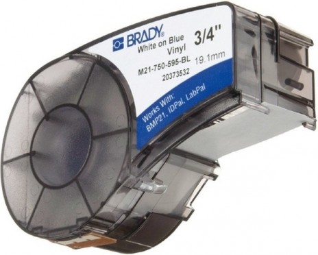 BRADY brd142794 Лента принтерная для кабеля, провода, патч-панелей, 19.05mm/6.4m винил, белый на синем, M21-750-595-BL