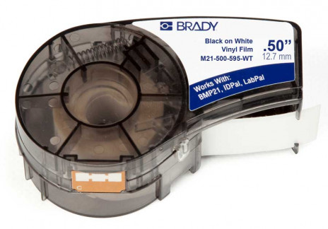BRADY brd142807 Лента принтерная для кабеля, провода, патч-панелей, 12.7мм х 6.4м винил, черный на белом, M21-500-595-WT