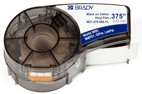 BRADY brd142803 Лента принтерная для кабеля, провода, патч-панелей, 9.53mm/6.4m винил, черный на желтом, M21-375-595-YL