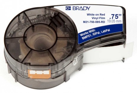 BRADY brd142801 Лента принтерная для кабеля, провода, патч-панелей, 19.05мм х 6.4м винил, белый на красном, M21-750-595-RD