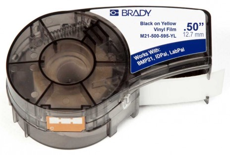 BRADY brd142799 Лента принтерная для кабеля, провода, патч-панелей, 12.7mm/6.4m винил, черный на желтом, M21-500-595-YL