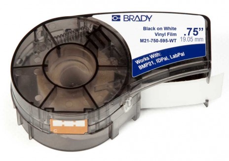 BRADY brd142797 Лента принтерная для кабеля, провода, патч-панелей, 19.05мм х 6.4м винил, черный на белом, M21-750-595-WT