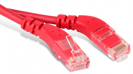 Hyperline PC-APM-UTP-RJ45/L45-RJ45/L45-C6-3M-LSZH-RD Патч-корд U/UTP угловой, левый 45°-левый 45°, Cat.6 (100% Fluke Component Tested), LSZH, 3 м, красный